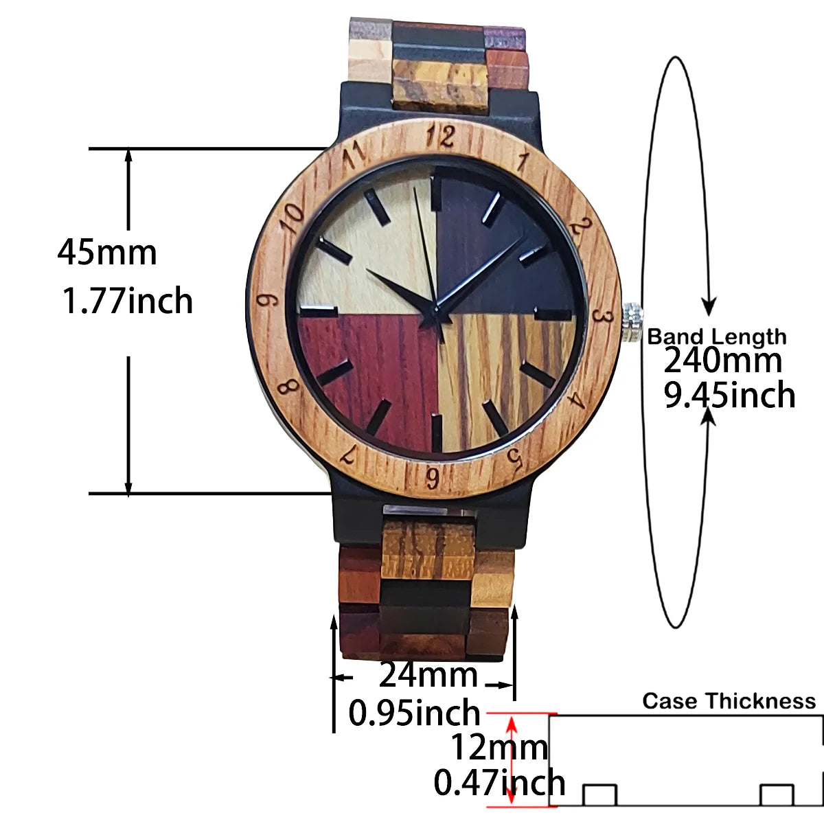 Men’s Colorful Wooden Wrist Watch - Analog Face With Quartz Movement