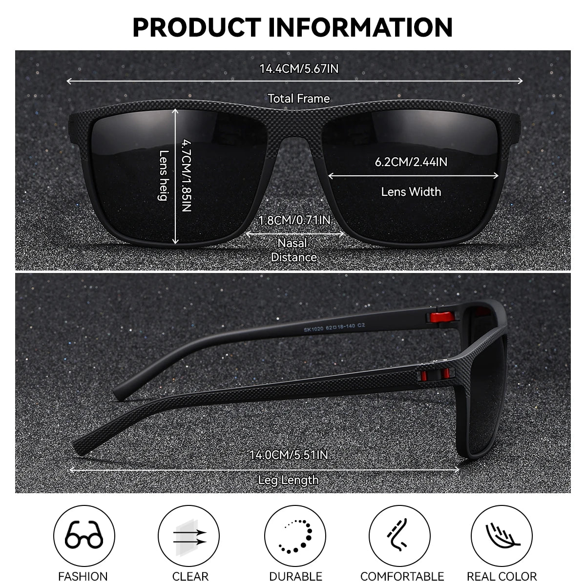 Light Weight Polarized Sunglasses For Women - Square Lenses With UV Ray Protection