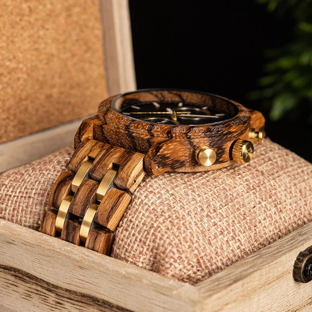 Men‘s Wooden Wristwatch Quartz Movement - Casual Dress Watch for Men