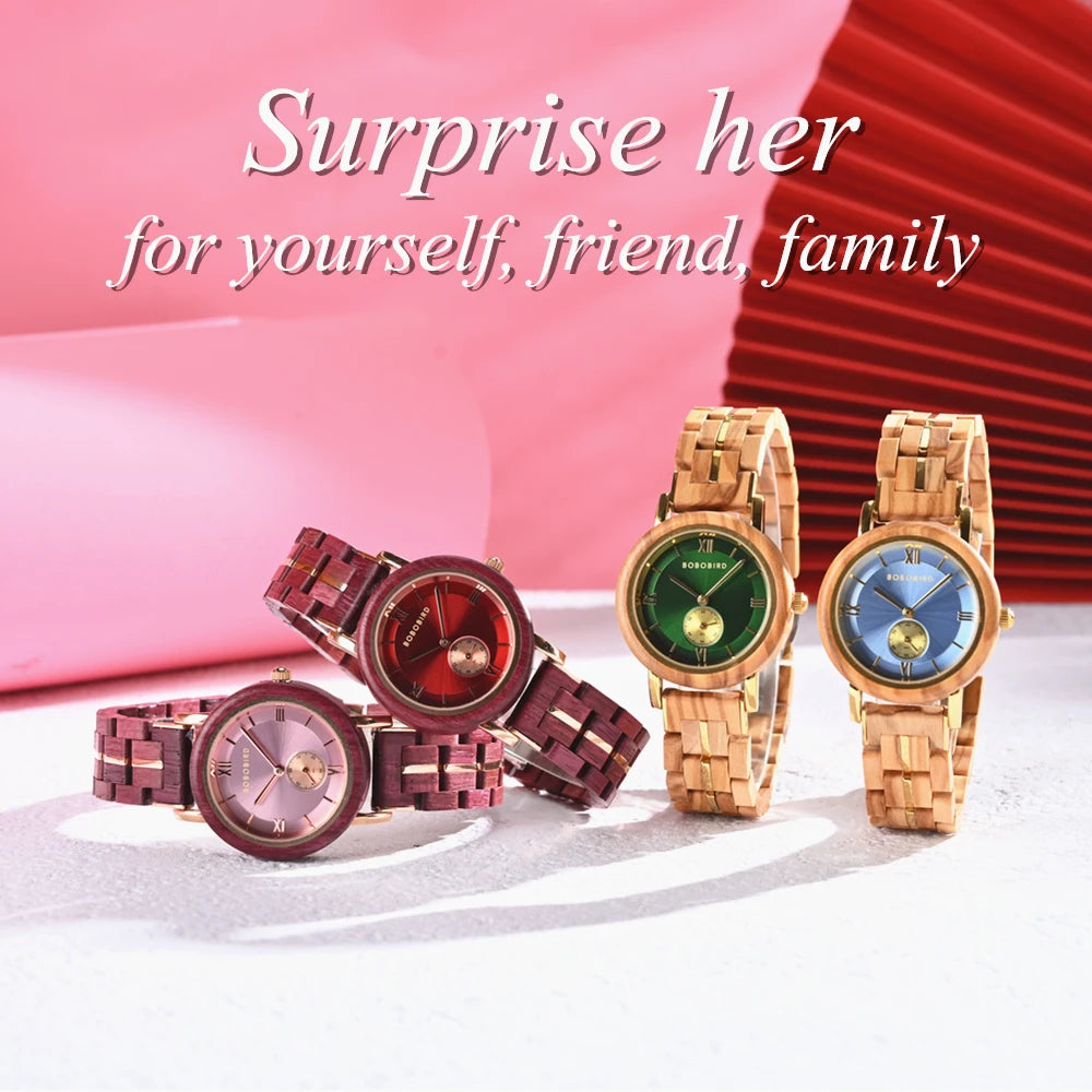 Women's Luxury Wooden Watches for Women - Roman Numerals - Quartz Style