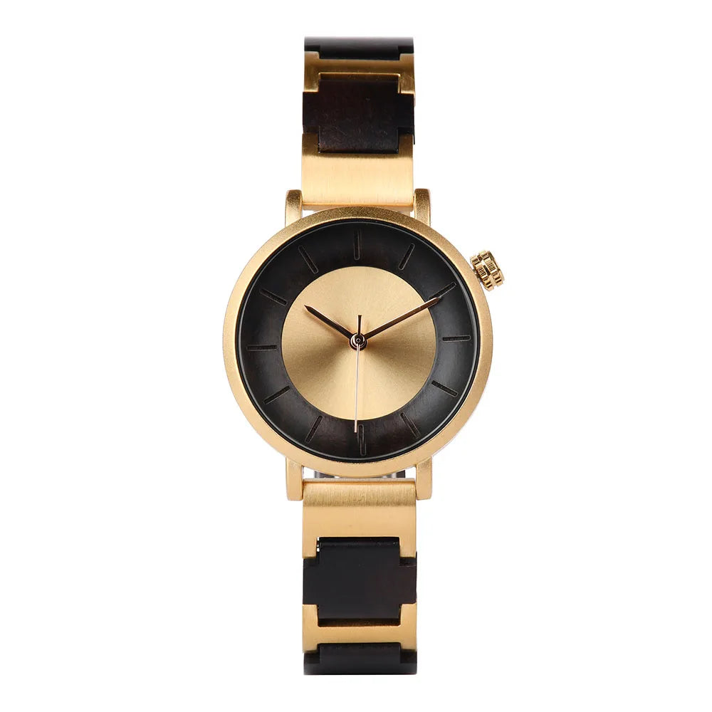 Stylish Ladies Wooden Watches - Round Face With Analog Display And Quartz Movement
