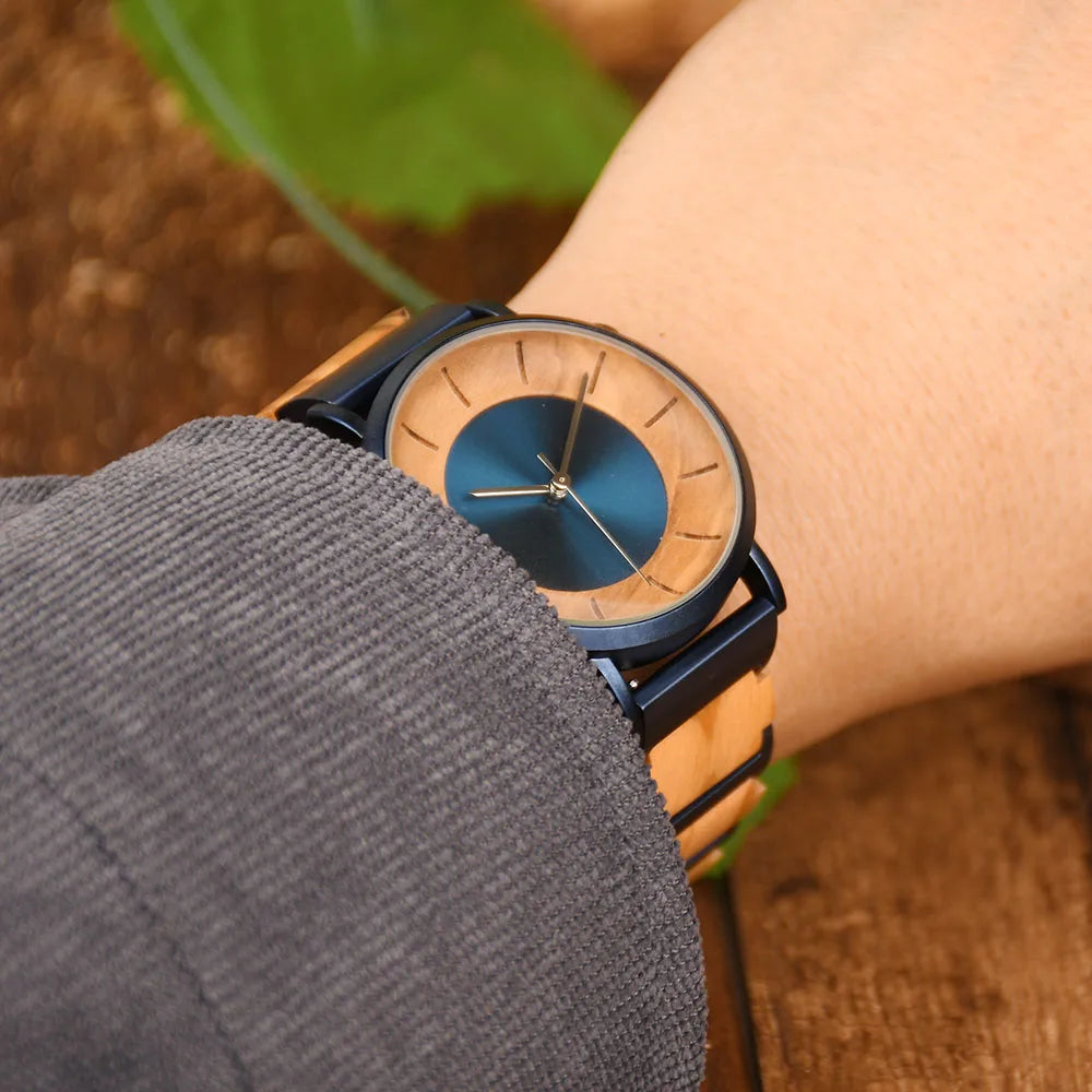 Stylish Ladies Wooden Watches - Round Face With Analog Display And Quartz Movement