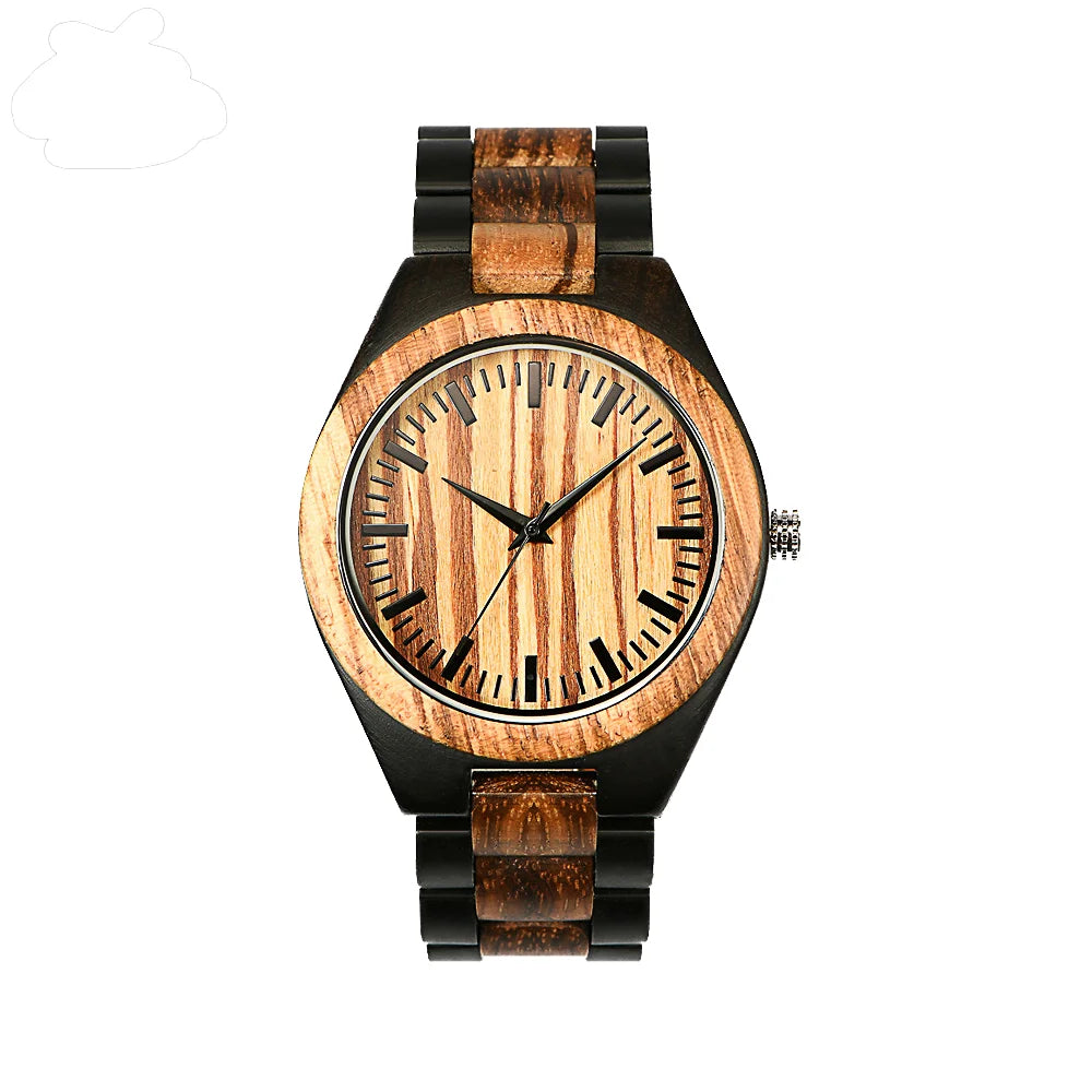 Unisex Wooden Wrist Watch For Men or Women - Classic Analog Timepiece - Quartz Movement And Retro Style