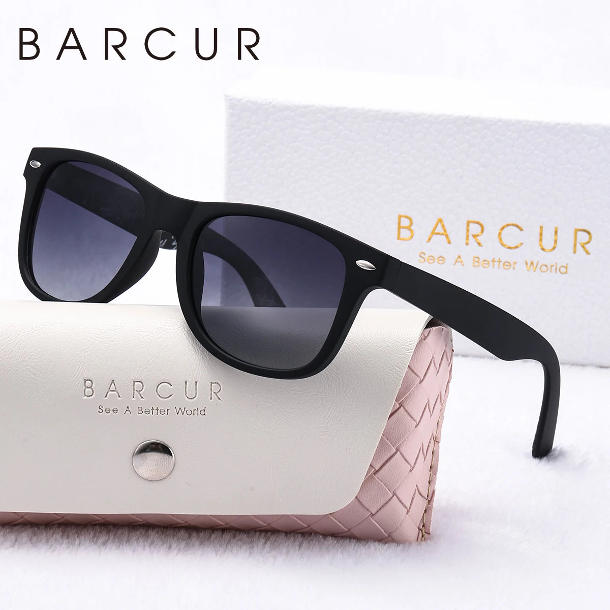 BARCUR Black Polarized Women Sunglasses Classic Comfortable PC Oval Men Sunglasses UV400 Sunshade Glasses Apparel Accessory