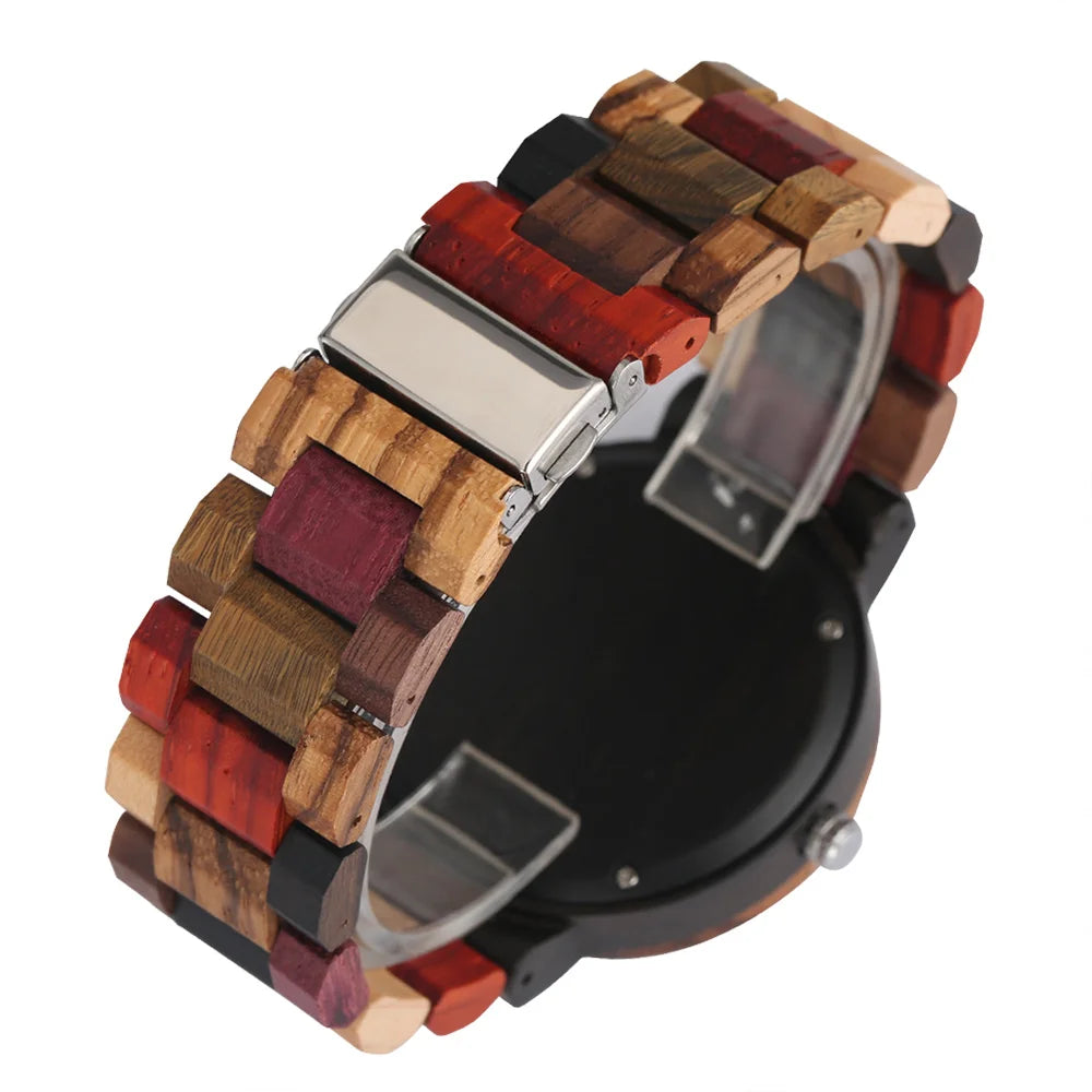 Wooden Sweetheart Couple His & Hers Watches - Quartz Movement Analog Display With Mixed Color Dials - Matching Wristwatches For Him/Him, Her/Her, Him/Her, Lovers