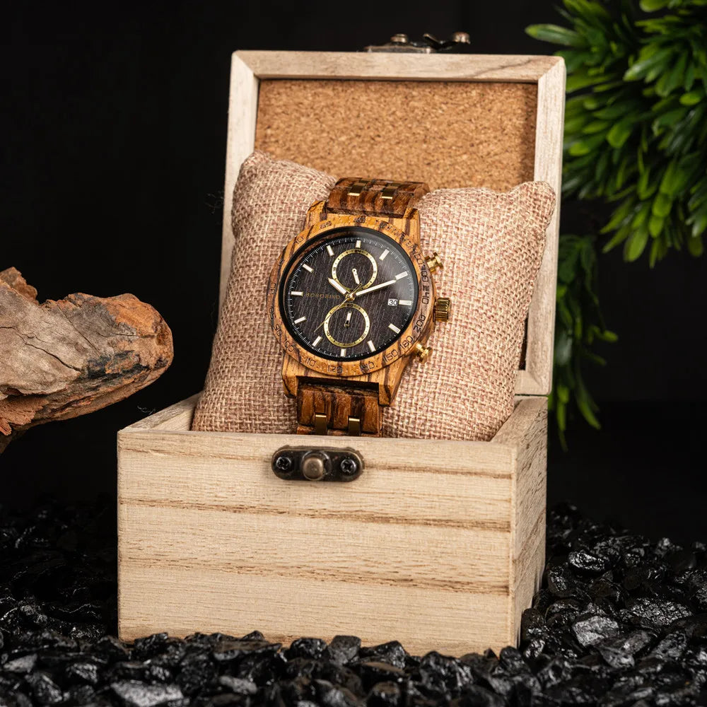 Men‘s Wooden Wristwatch Quartz Movement - Casual Dress Watch for Men