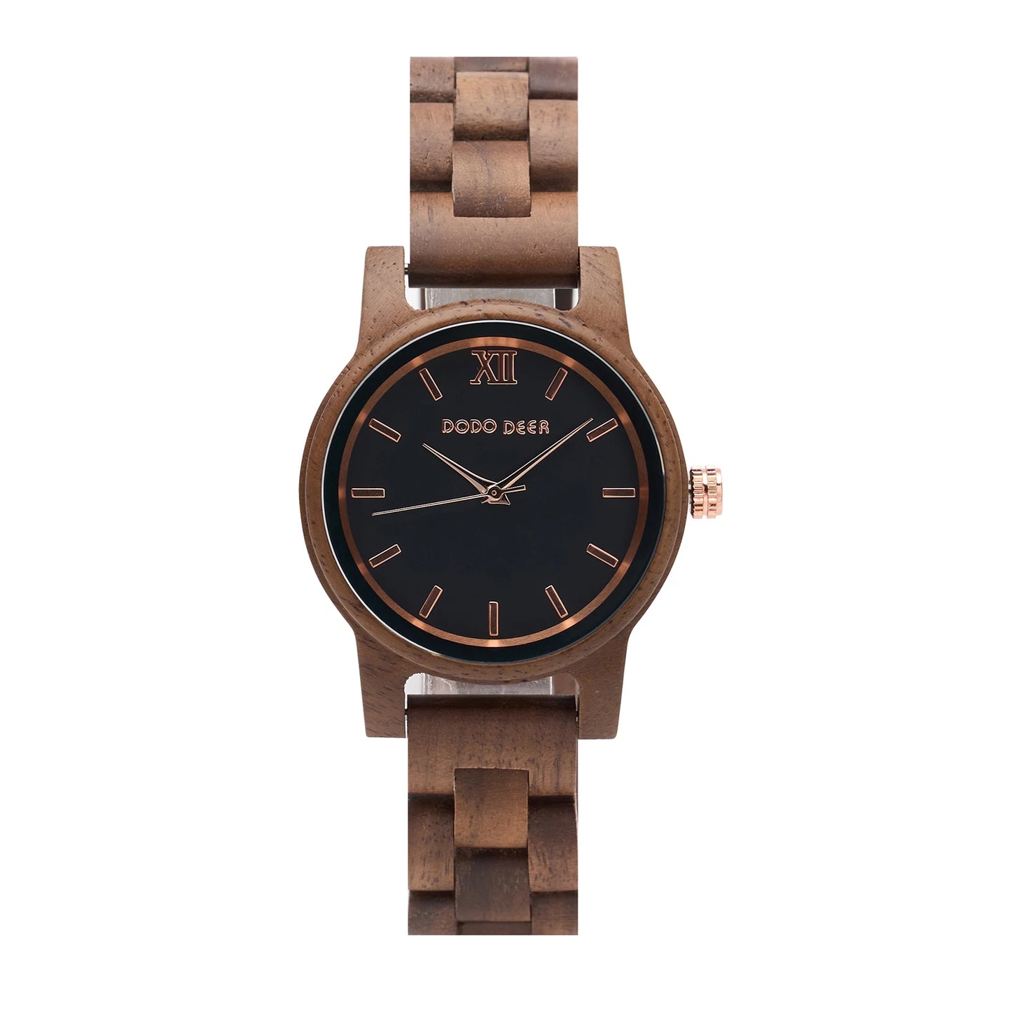 Women’s Simple Quartz Wooden Wristwatch - Classic Analog Display With Round Face