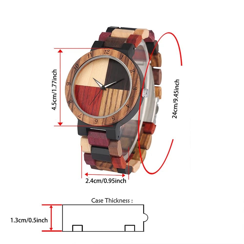 Wooden Sweetheart Couple His & Hers Watches - Quartz Movement Analog Display With Mixed Color Dials - Matching Wristwatches For Him/Him, Her/Her, Him/Her, Lovers