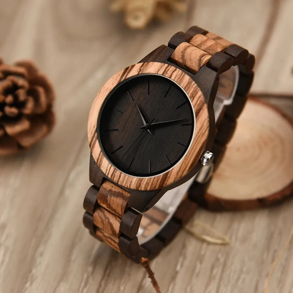 Men’s Luxury Green Sandal Wood Watch - Full Wooden Quartz Movement Handmade Wristwatch