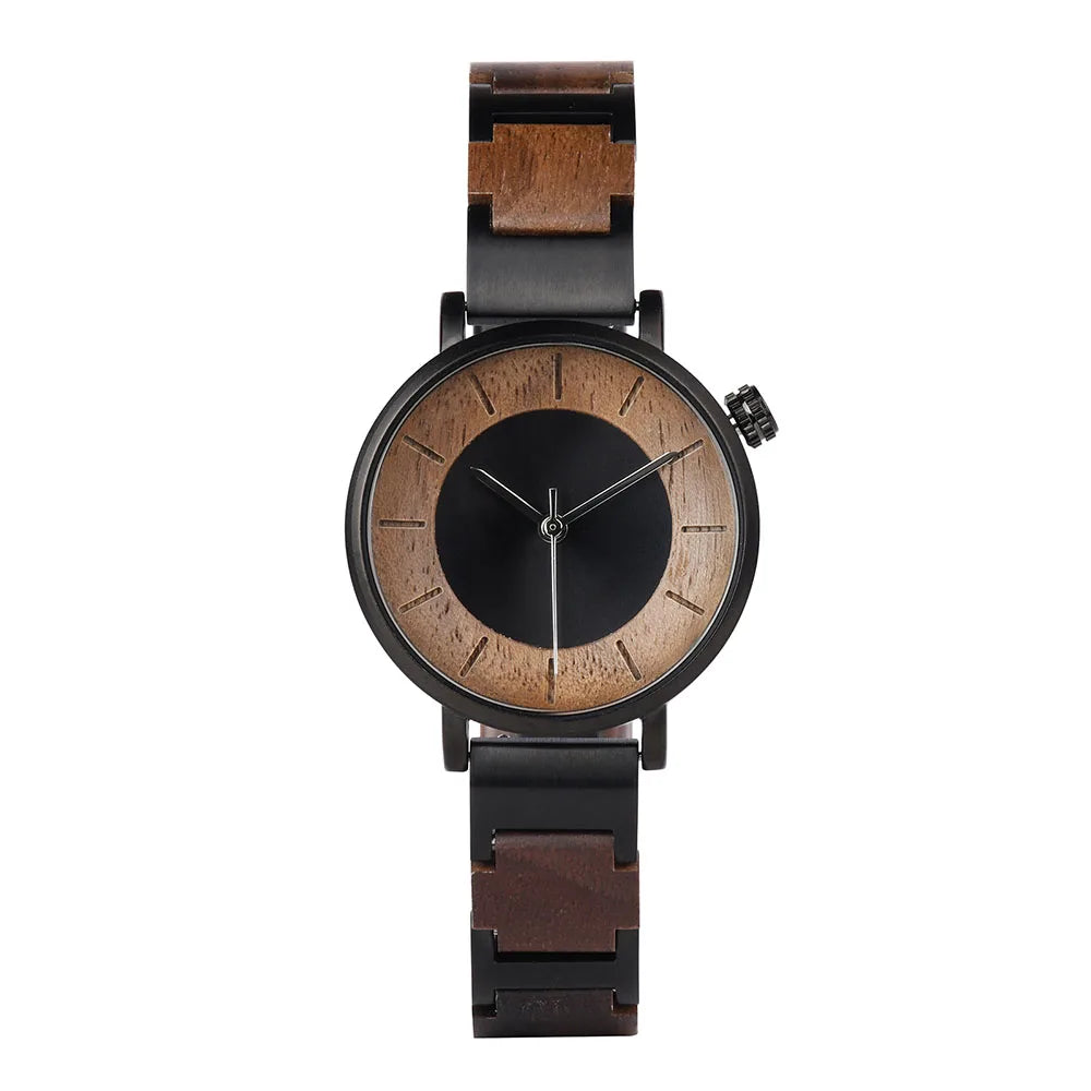Stylish Ladies Wooden Watches - Round Face With Analog Display And Quartz Movement