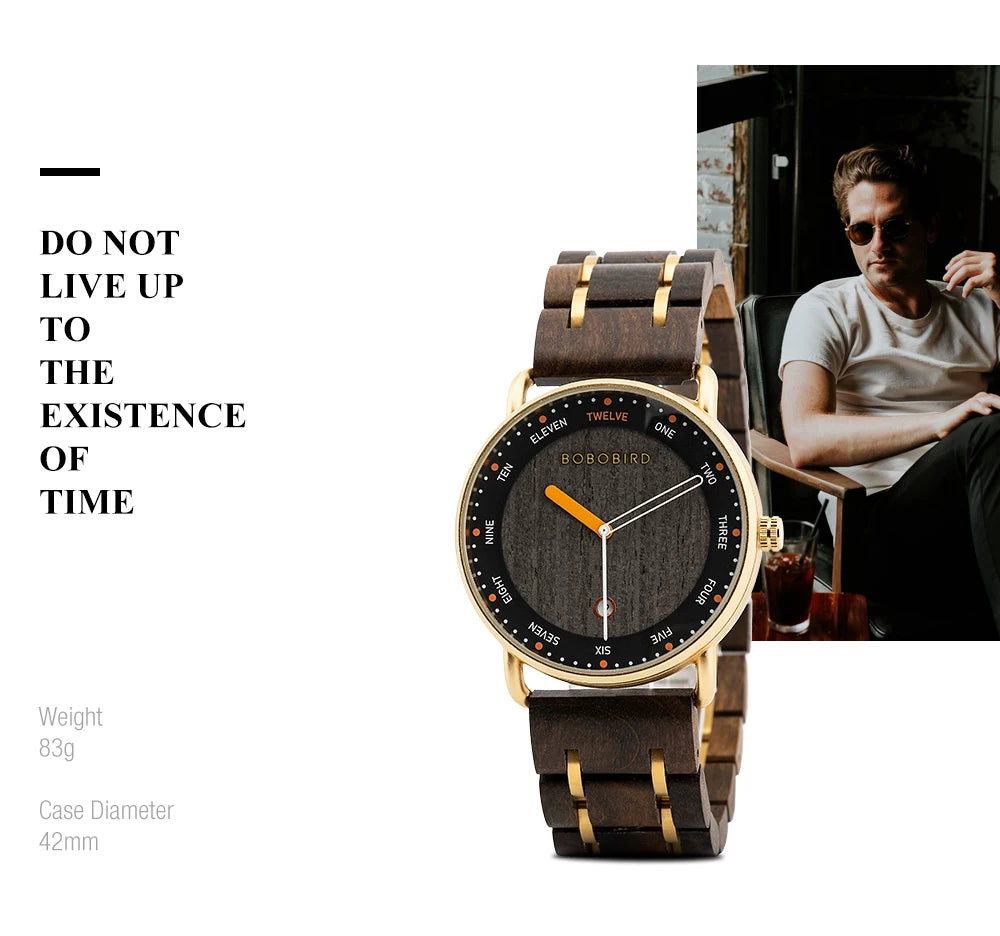 Wooden Quartz Men’s Watch - Casual Wristwatch for Men - Unique Gift for Anniversary or Wedding