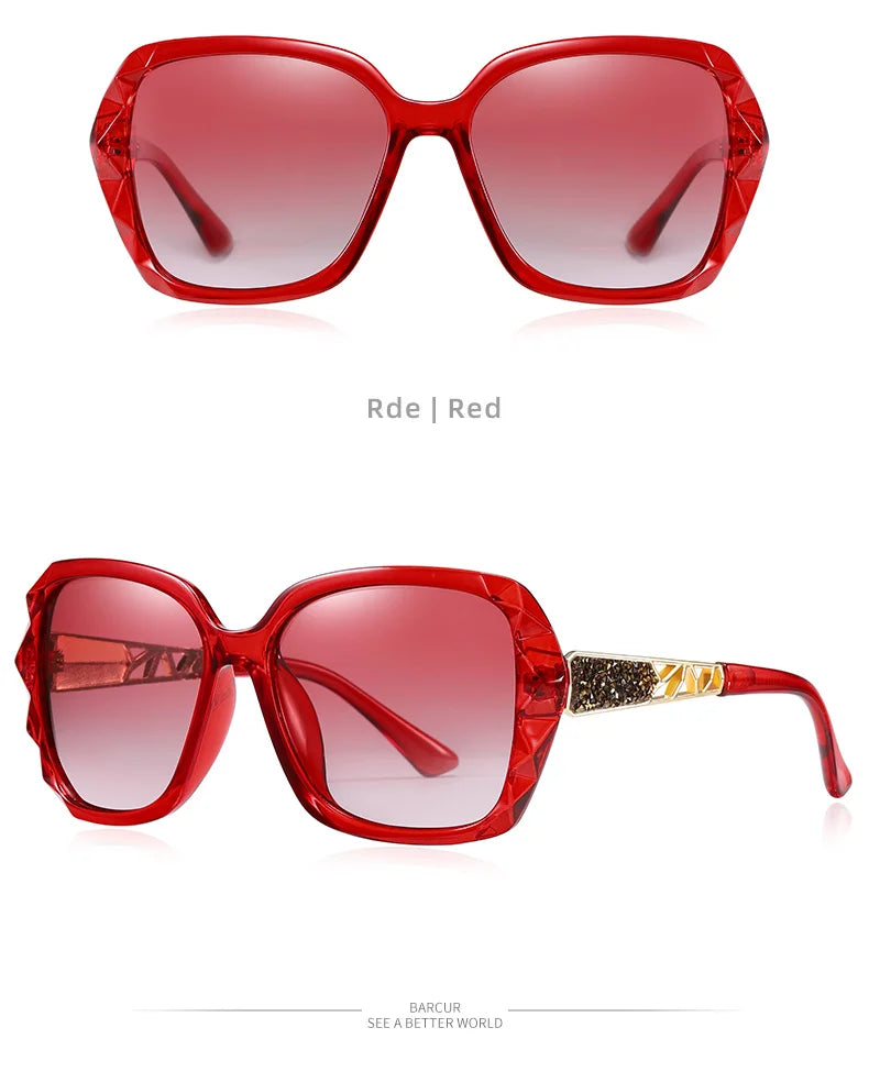 Ladies Fashion Sunglasses With Polarized Gradient Lenses - Butterfly Frames And UV Sunlight Protection