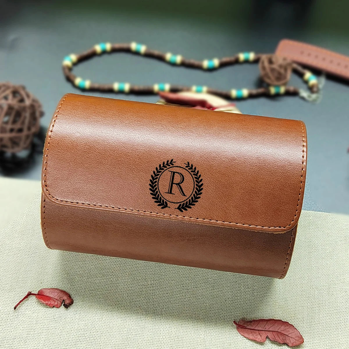 1/2/3-Slot Watch Roll Personalized Leather Travel Case - Custom Watch Case - Watch Storage Box