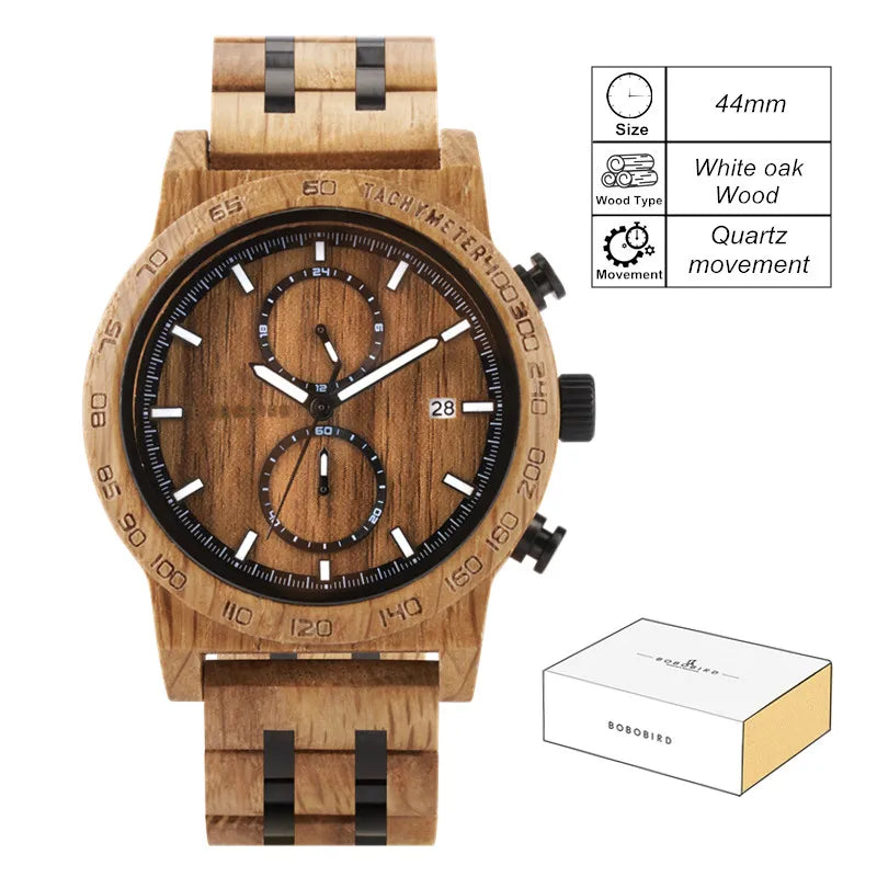 Men‘s Wooden Wristwatch Quartz Movement - Casual Dress Watch for Men