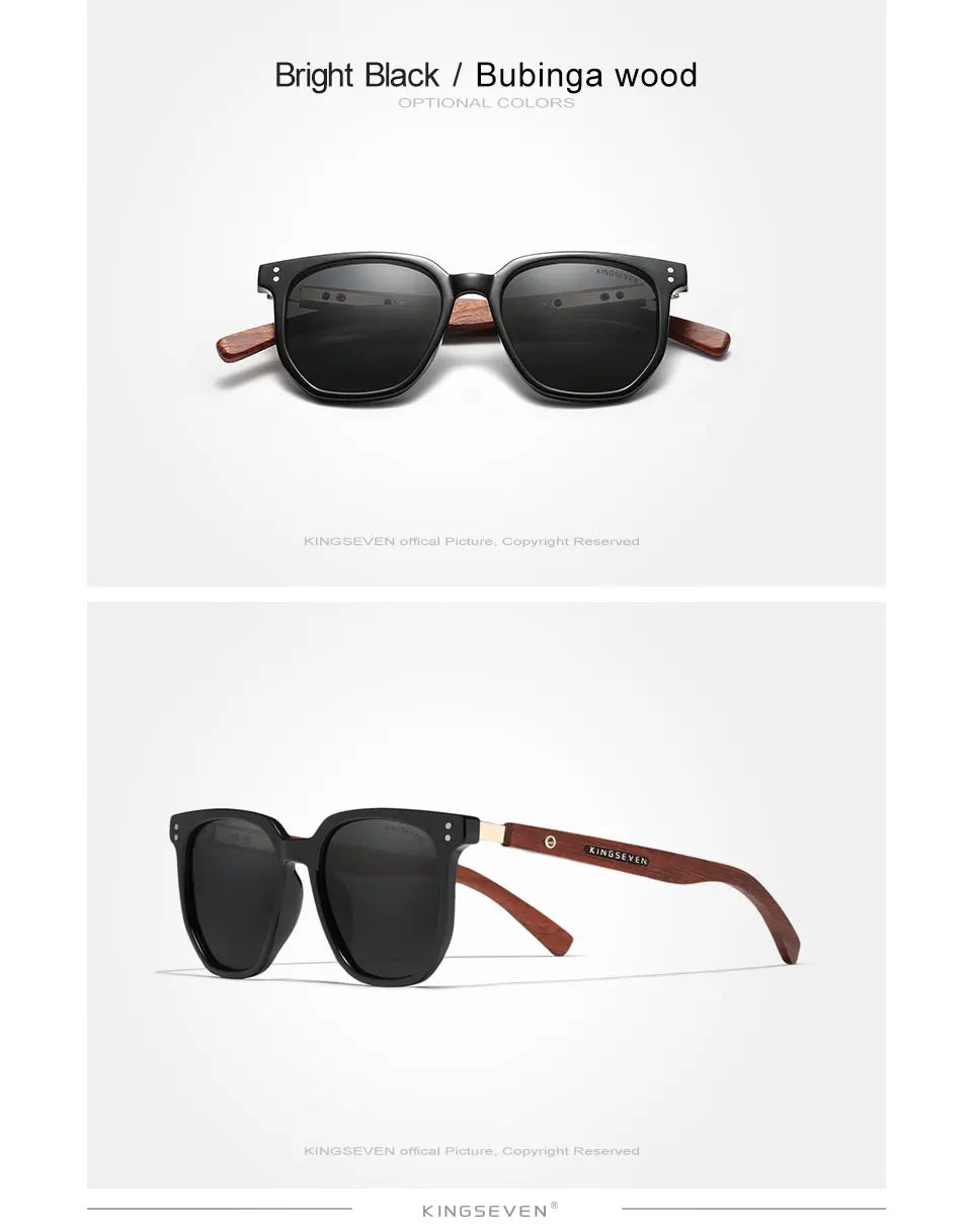Men’s Retro Shape Wooden Sunglasses For Men - Polarized Square Lenses With UV Sunlight Protection