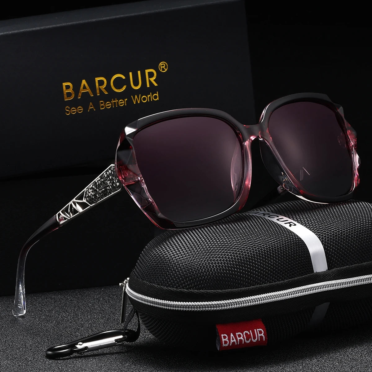 BARCUR Exquisite Elegant Women Sunglasses PC Butterfly Frame Outdoor Travel UV400 Polarized Sunglasses Women gafas de sol niña