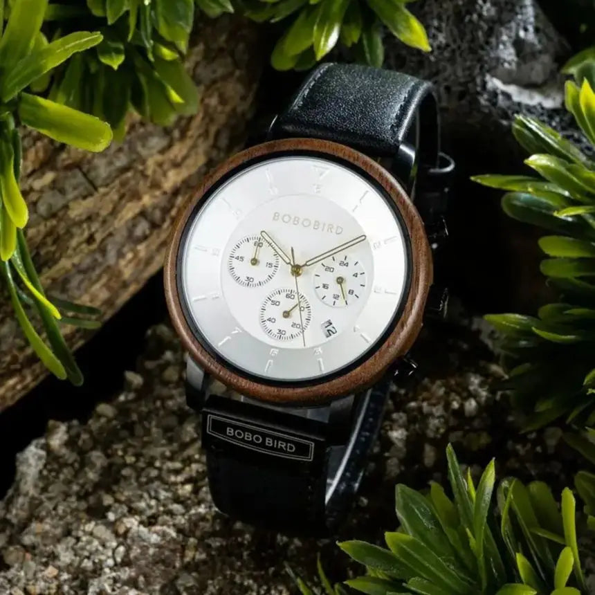 Men's Luxury Style Watch - Handmade Wooden Wrist Watch for Men With Genuine Leather