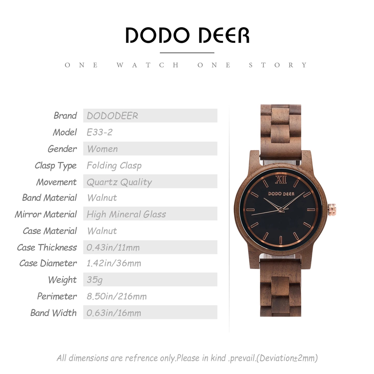 Women’s Simple Quartz Wooden Wristwatch - Classic Analog Display With Round Face