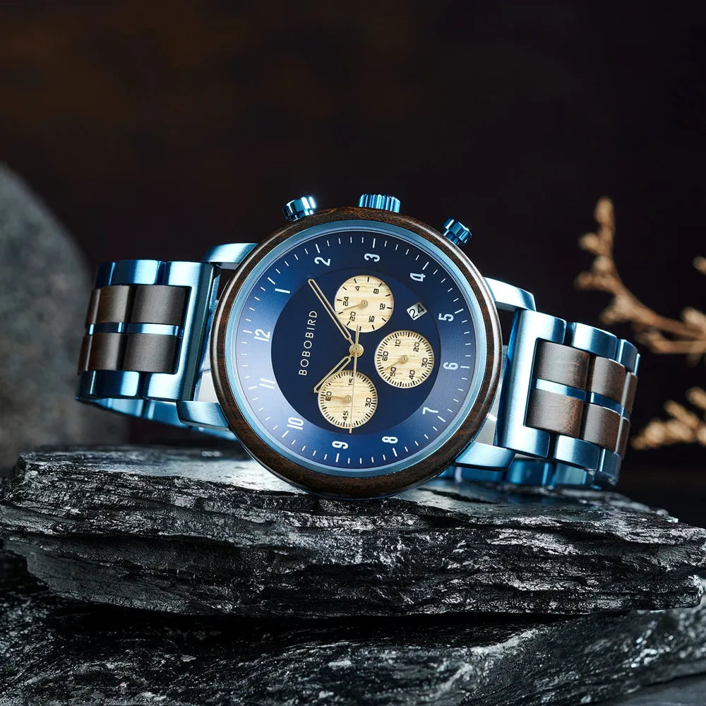 Men's Luxury Style Watch - Handmade Wooden Wrist Watch for Men With Genuine Leather