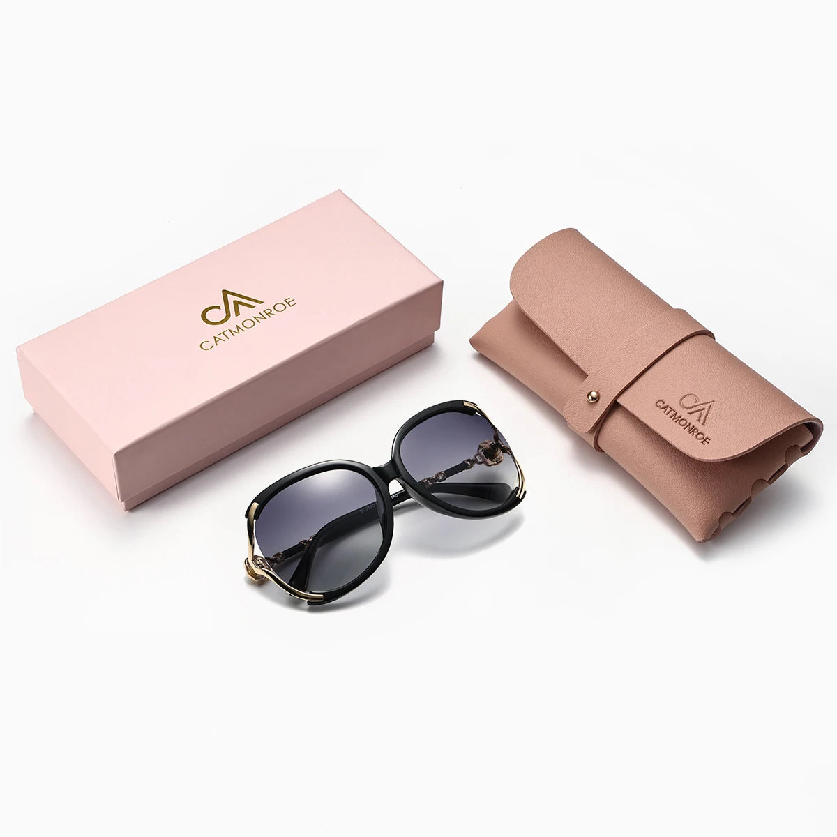 Ladies Sunglasses With Oversized Cat Eye Frames And Ornate Legs - UV Sunlight Protection In Gradient Lenses