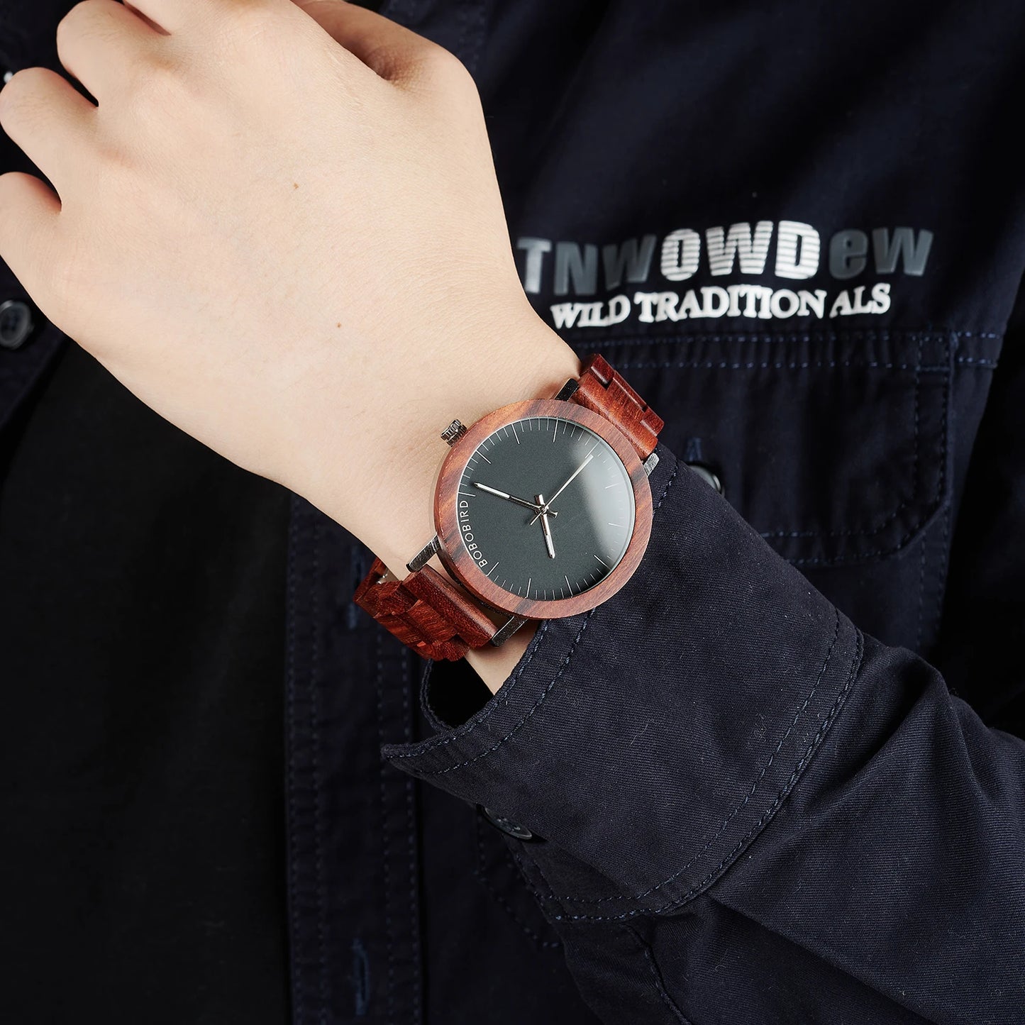 Men’s Red Sandalwood Watch - Quartz Movement With Analog Black Face