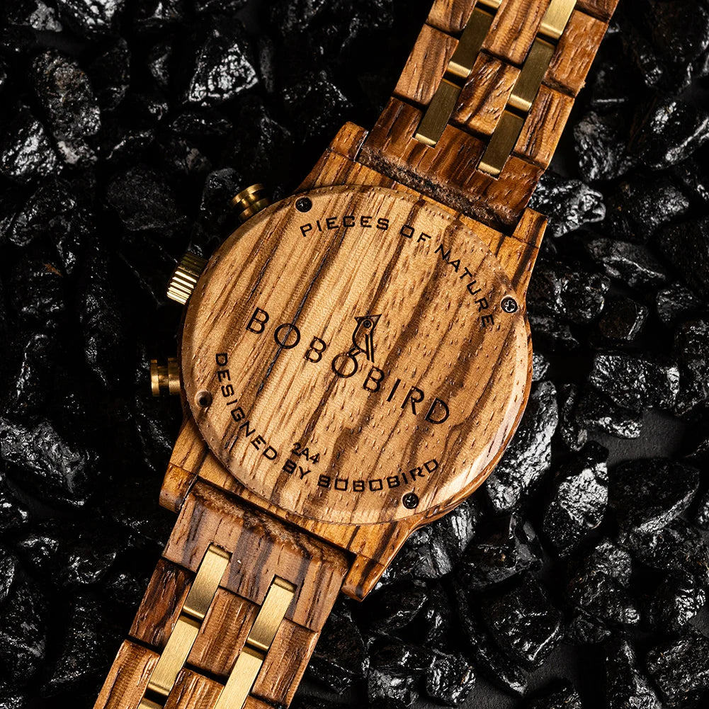 Men‘s Wooden Wristwatch Quartz Movement - Casual Dress Watch for Men