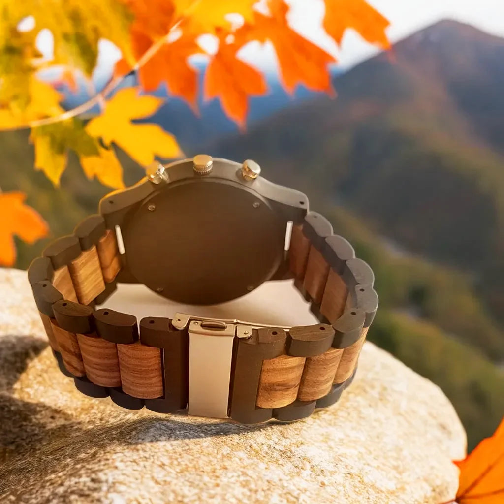 Wooden Wrist Watch for Men - Luxury Stylish Multifunction Chronographic Face