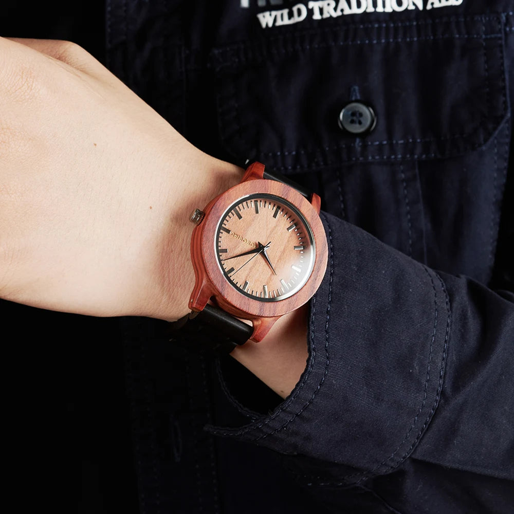 Men’s Classic Analog Sandalwood Watch - Quartz Movement With Wooden Box