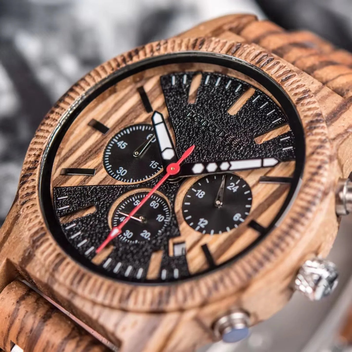 Classic Wood Stop Watches for Men Quartz Wristwach Male Display Date Chronograph Complete Calendar Gift Box Wholesale Dropship