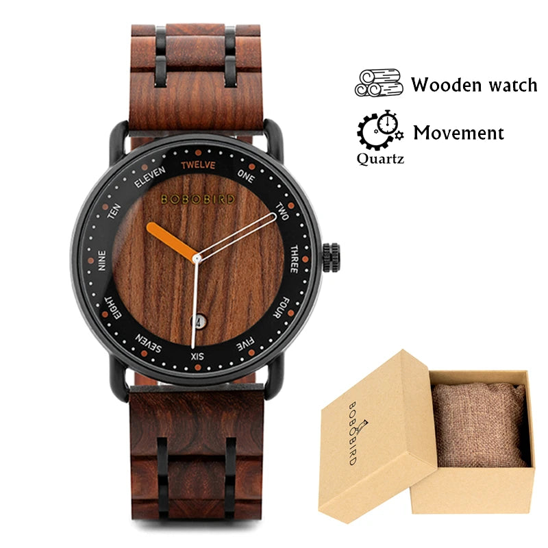 Wooden Quartz Men’s Watch - Casual Wristwatch for Men - Unique Gift for Anniversary or Wedding
