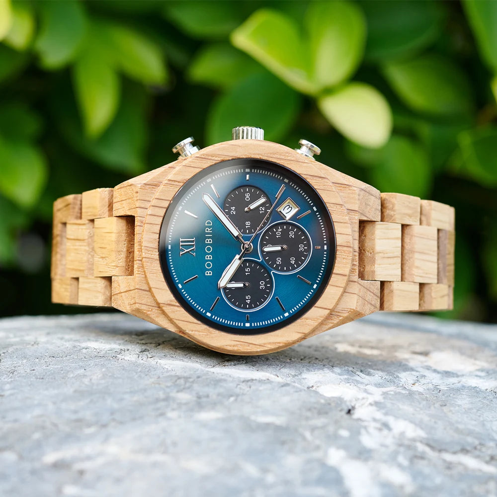 Men's Fashion Wooden Wristwatch - Quartz Movement - Round Face