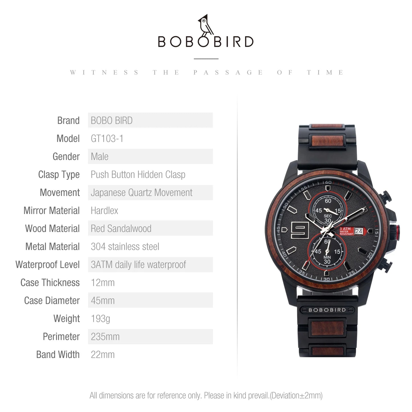 Men's Stylish Wood & Stainless Steel Combination Watch - Quartz Movement Chronographic Date & Time Face