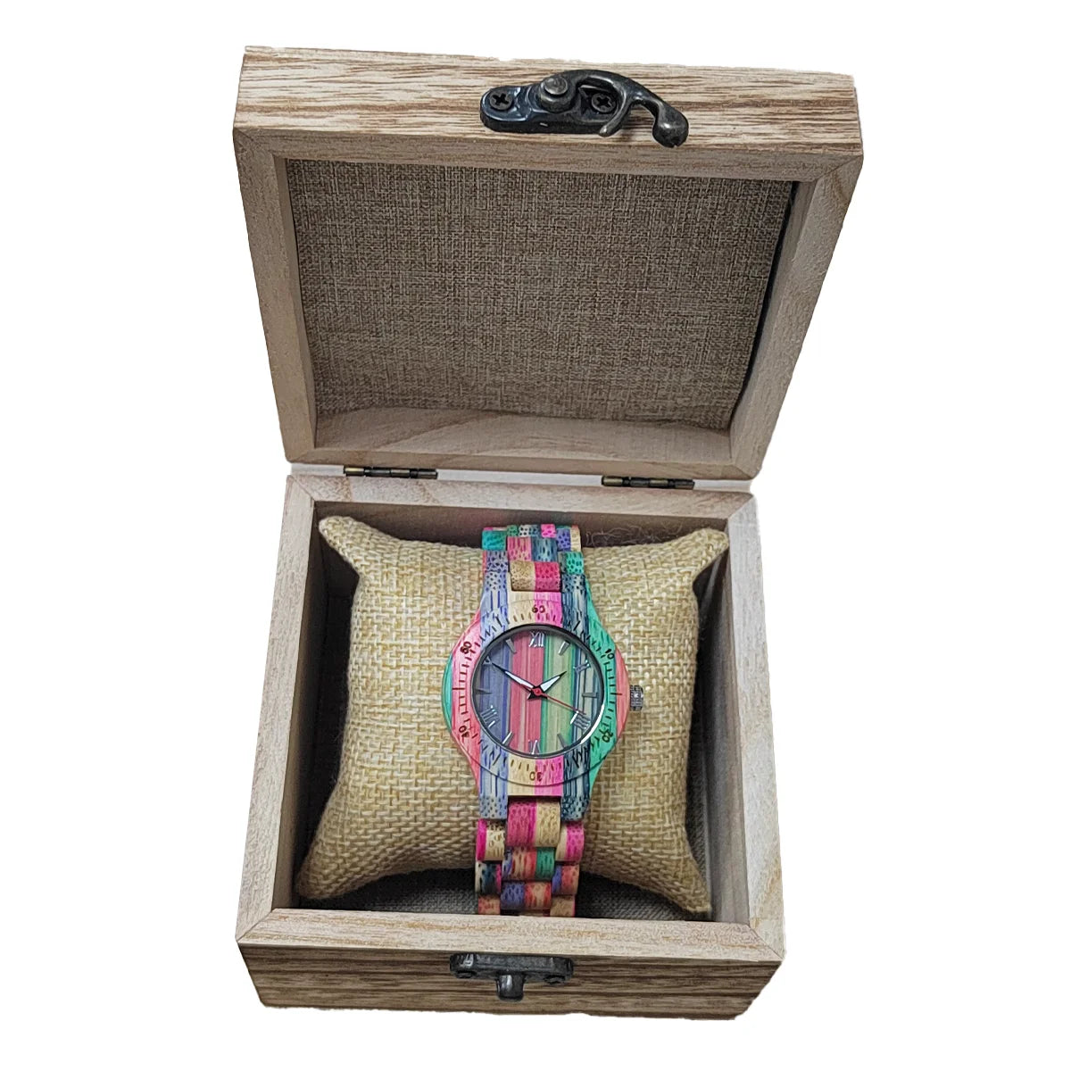 Women’s Elegant Colorful Natural Bamboo Wooden Watch - Fashionable Color Band Quartz Movement Classic Analog Wristwatch For Ladies