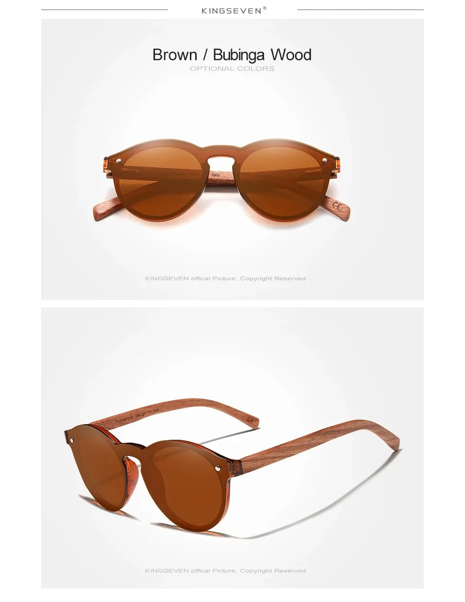 Natural Wood Framed Sunglasses For Men - Polarized UV Protection Mirror Lenses