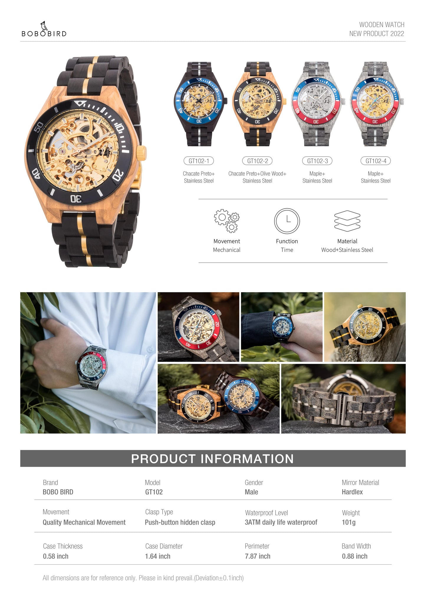 Men's Mechanical Wooden Automatic Watch - Hollow-Carved Mechanical Skeleton Wristwatch