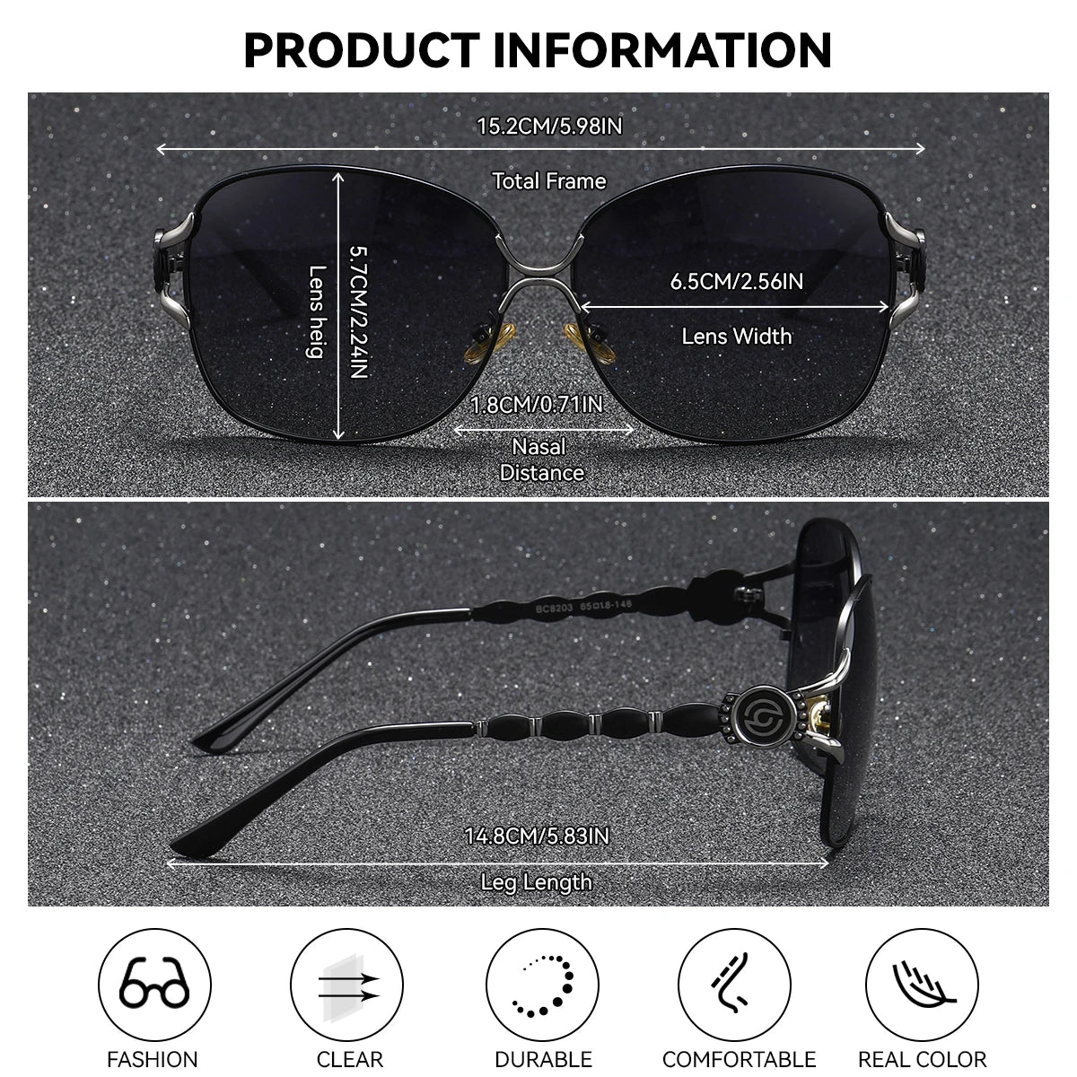 Polarized Sunglasses For Women -Retro Metal Frames With UV400 Sunlight Protection Gradient Lenses
