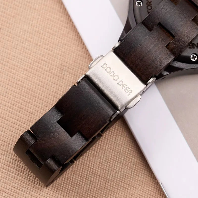 Women’s Classic Retro Analog Watch - Wooden Body And Band With Quartz Movement