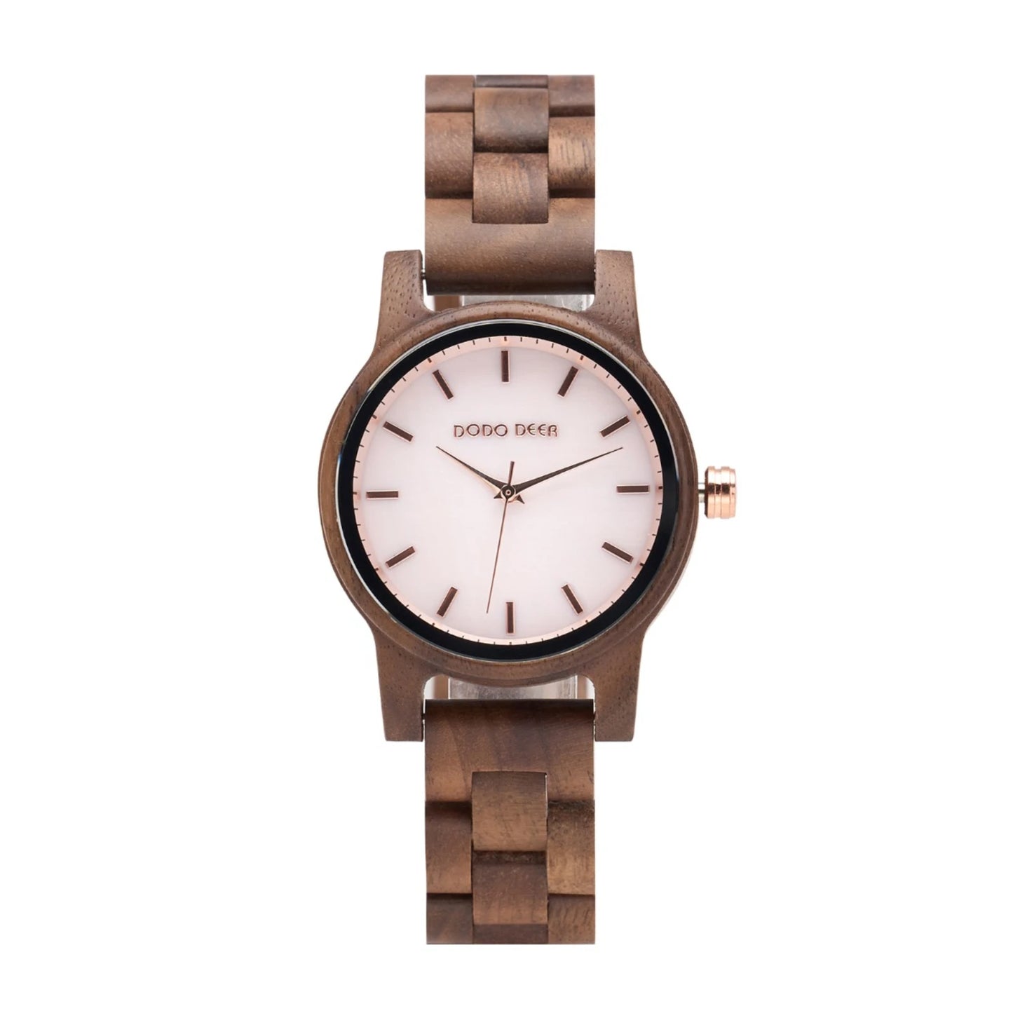 Women’s Simple Quartz Wooden Wristwatch - Classic Analog Display With Round Face
