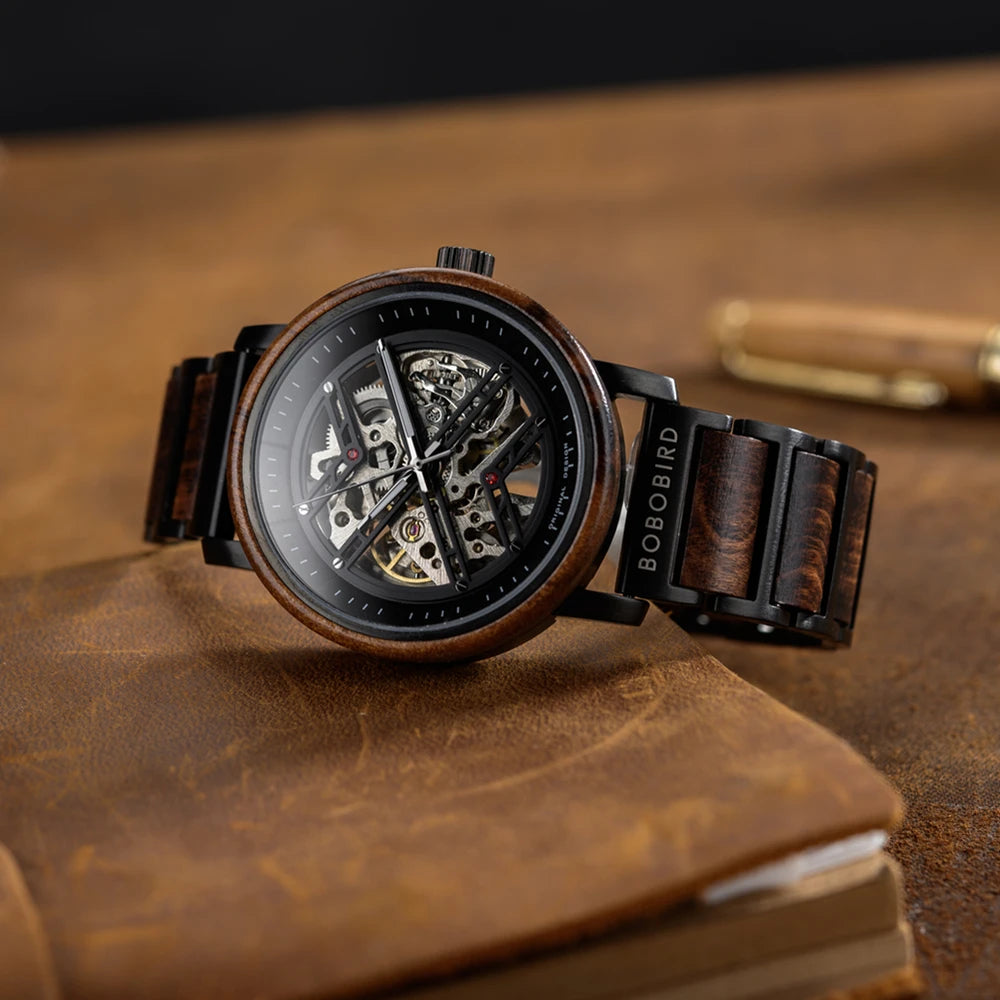 Men's Wooden Automatic Watch - Original Luxury Self-Wind Mechanical Watch