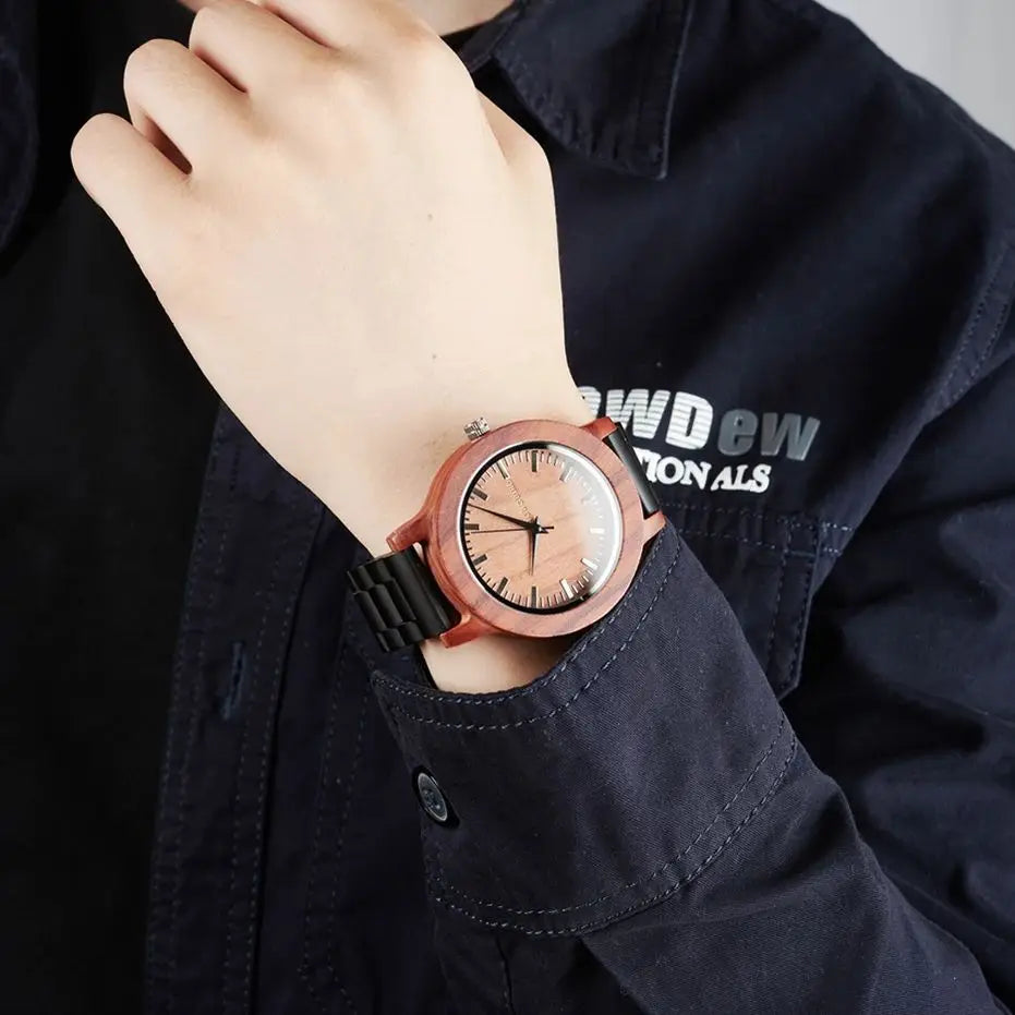 Men’s Classic Analog Sandalwood Watch - Quartz Movement With Wooden Box