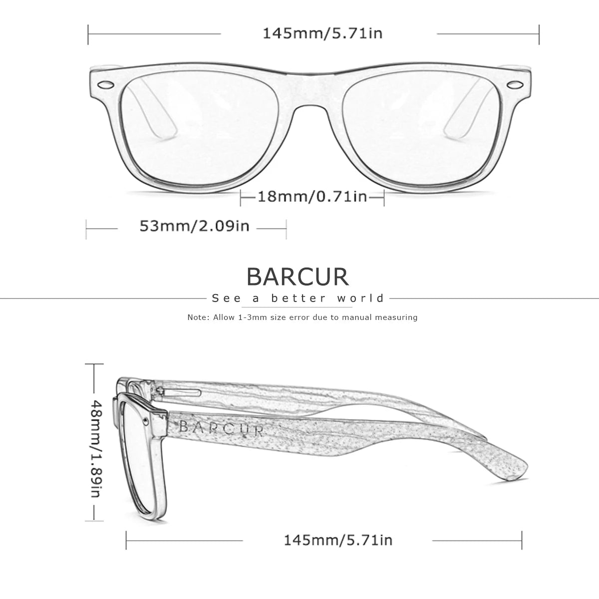 BARCUR Fashion Polarized Sunglasse Full-rim PC Advanced Bamboo Mirror Legs Colorful TAC Lens Women Sunglasses Gift Box Package