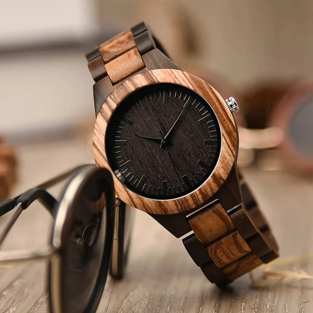 Men’s Luxury Green Sandal Wood Watch - Full Wooden Quartz Movement Handmade Wristwatch
