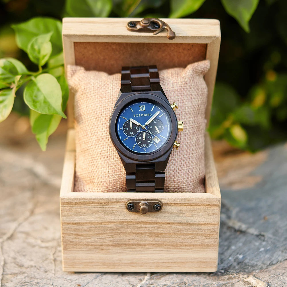 Men's Fashion Wooden Wristwatch - Quartz Movement - Round Face