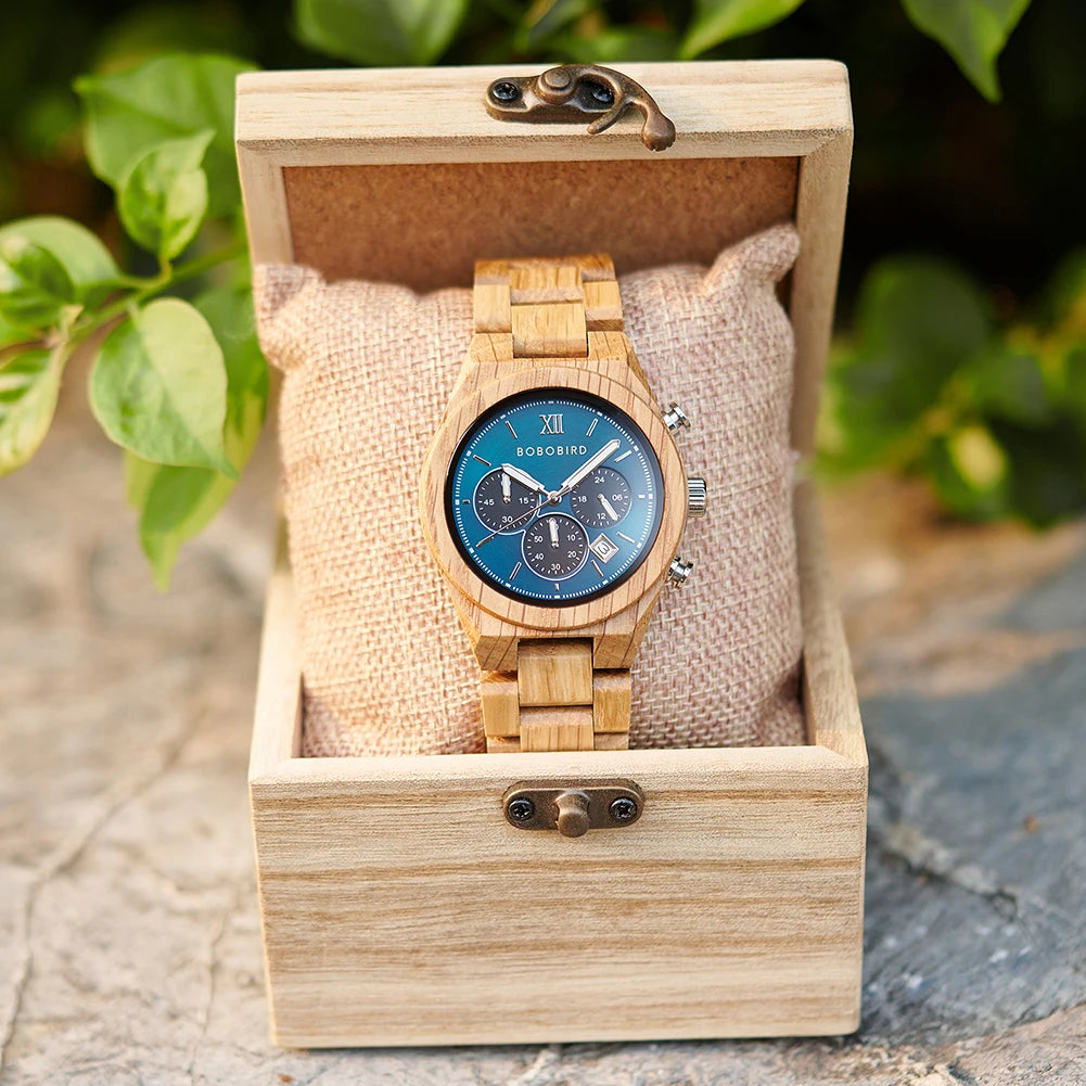 Men's Fashion Wooden Wristwatch - Quartz Movement - Round Face
