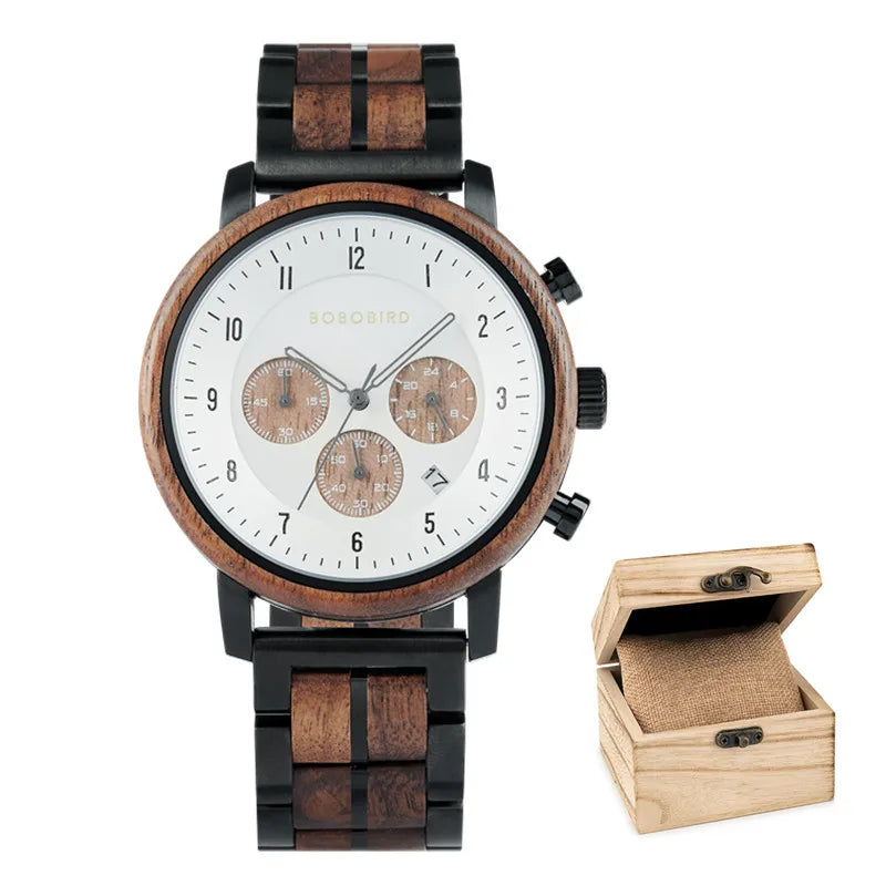 Men's Luxury Style Watch - Handmade Wooden Wrist Watch for Men With Genuine Leather