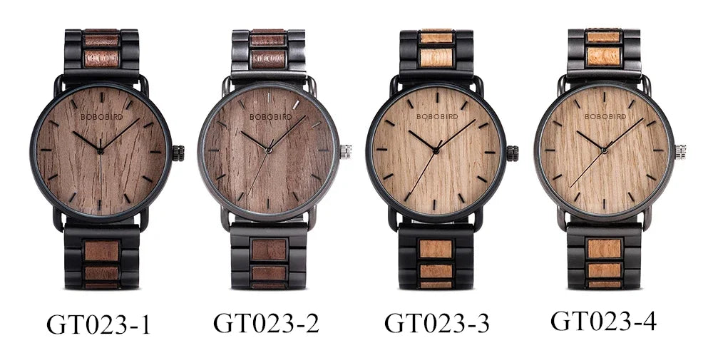 Classic Men's Wooden Watch - Quartz Movement Analog Face Wristwatch for Men