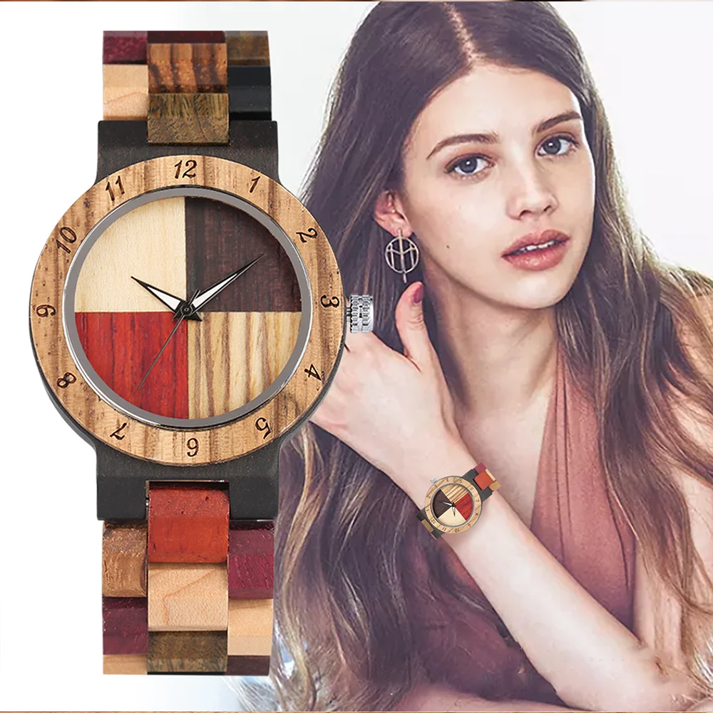Wooden Sweetheart Couple His & Hers Watches - Quartz Movement Analog Display With Mixed Color Dials - Matching Wristwatches For Him/Him, Her/Her, Him/Her, Lovers