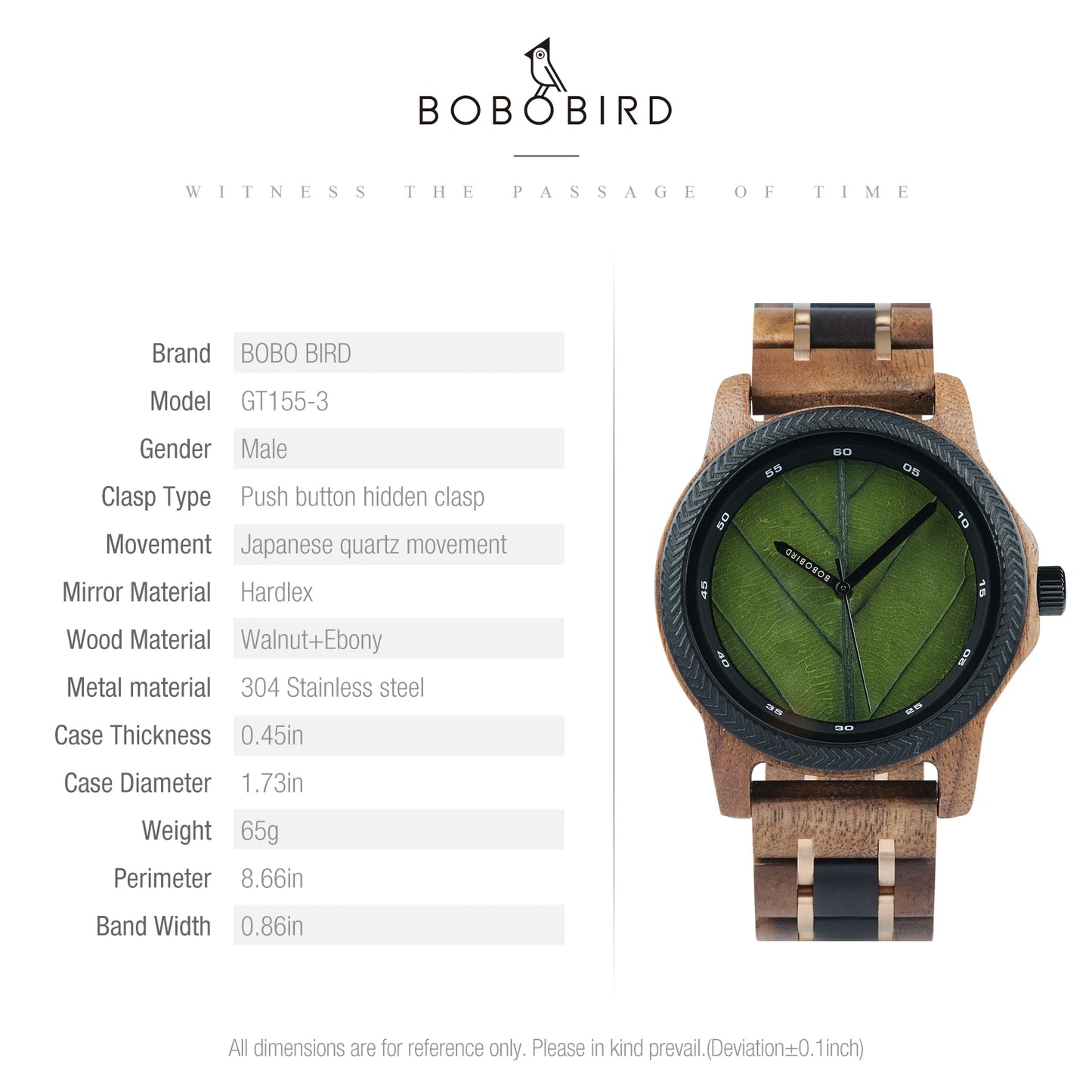 Men's Unique Leaf Dial Design Wooden Wristwatch - Quartz Movement - Analog Display