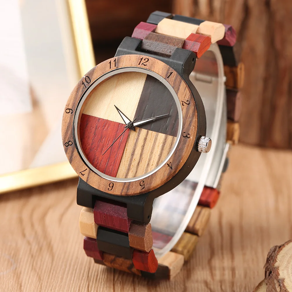 Wooden Sweetheart Couple His & Hers Watches - Quartz Movement Analog Display With Mixed Color Dials - Matching Wristwatches For Him/Him, Her/Her, Him/Her, Lovers