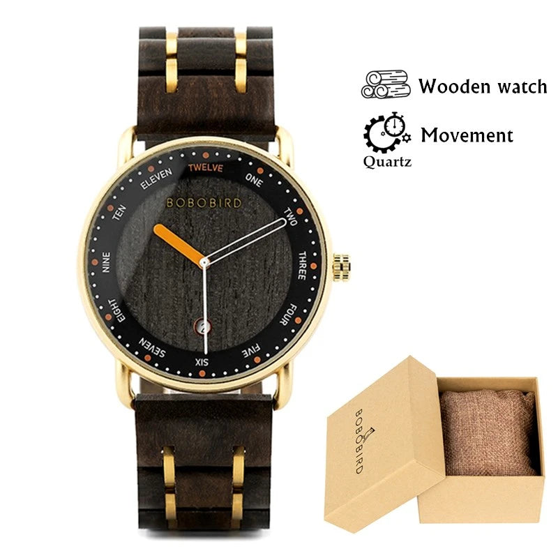 Wooden Quartz Men’s Watch - Casual Wristwatch for Men - Unique Gift for Anniversary or Wedding